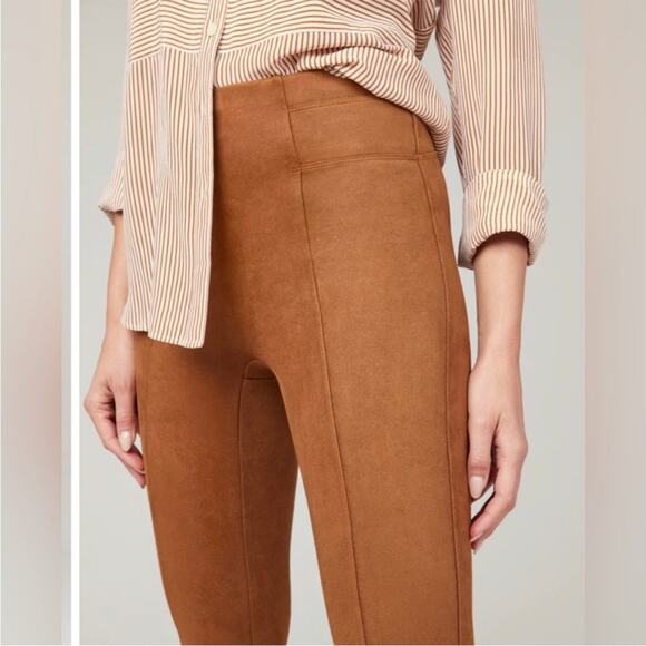 Spanx faux suede leggings small rich caramel NEW small - Picture 5 of 13